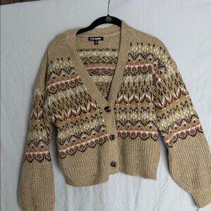 Steve Madden Tan and Brown Patterned Cardigan